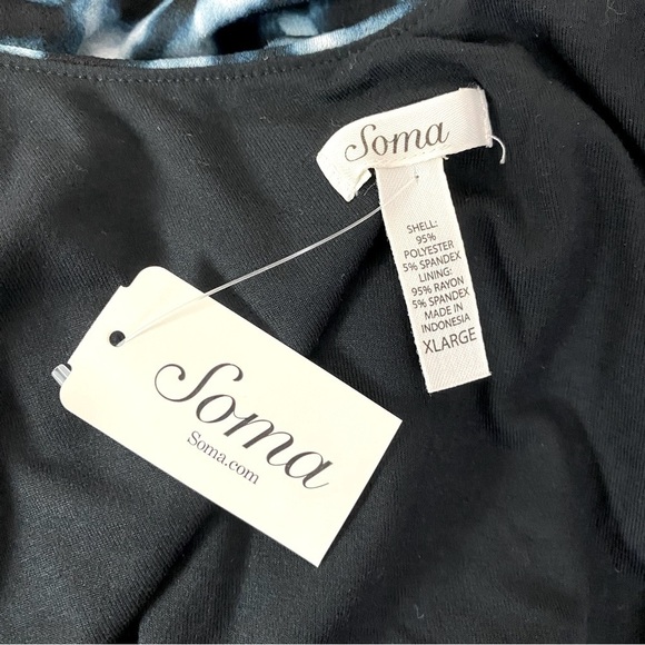 Soma Dark Harbor Crepe Drawcord Sleeveless Maxi Dress Size XL - Picture 7 of 9